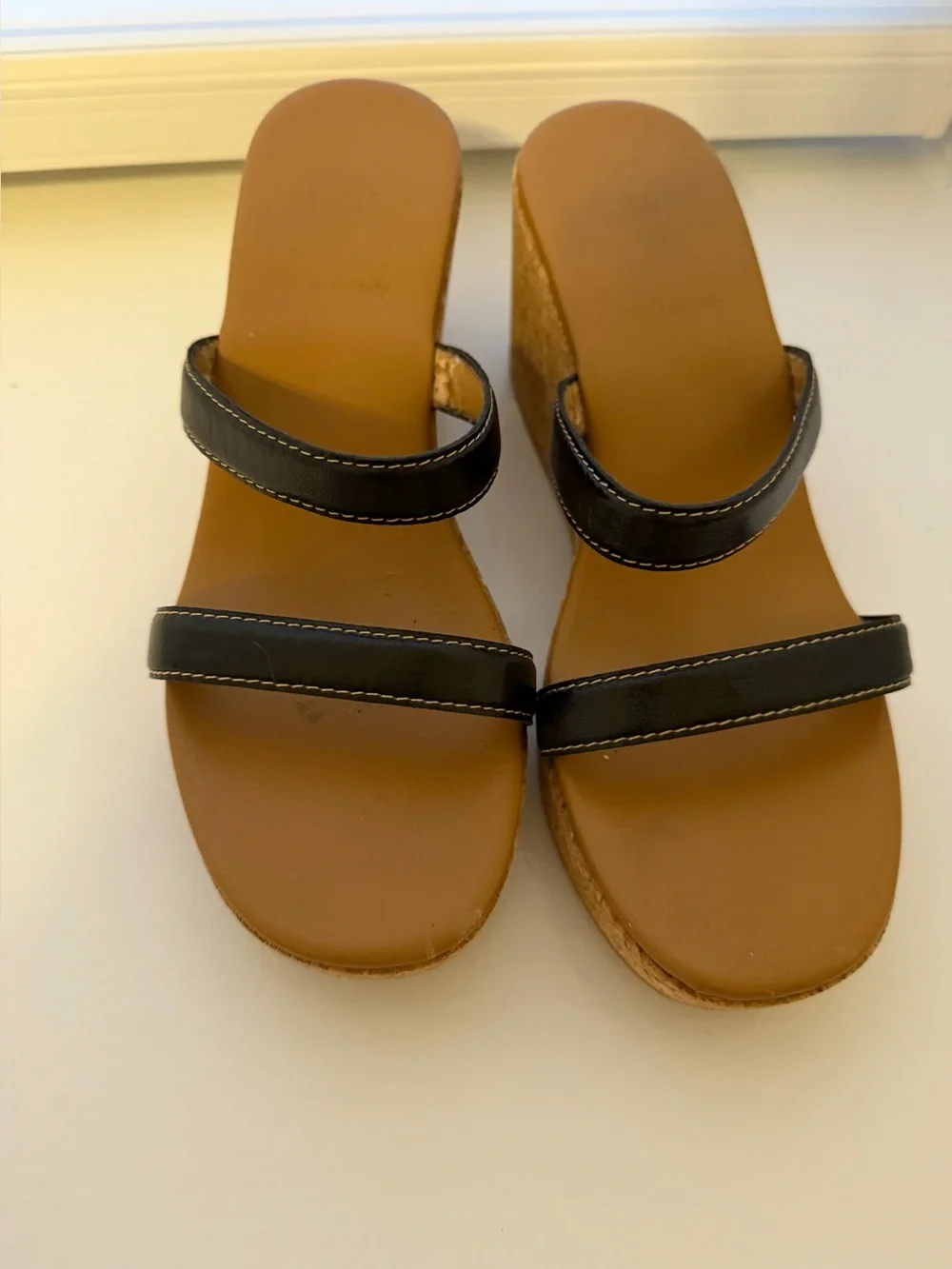 JCREW Women’s Dark Brown Strap Cork Wedge Sandals